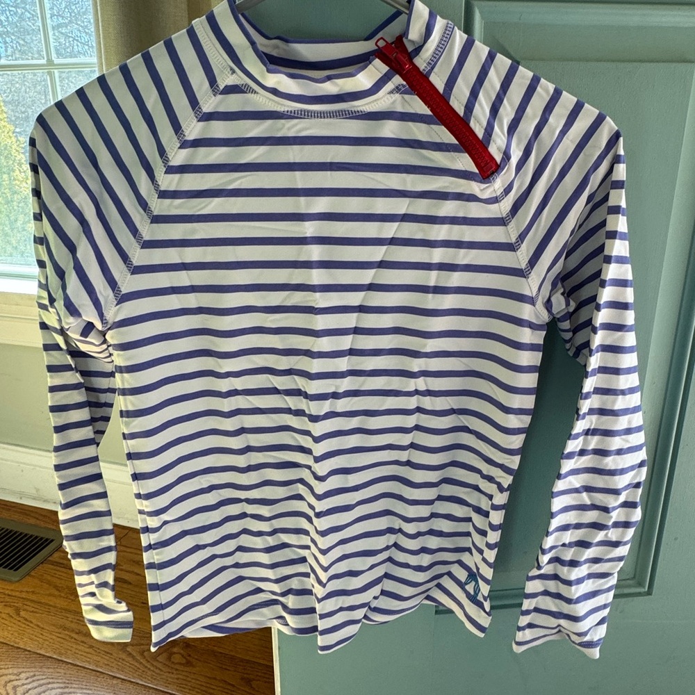 Cabana Life Blue and White Striped Kids Rashguard